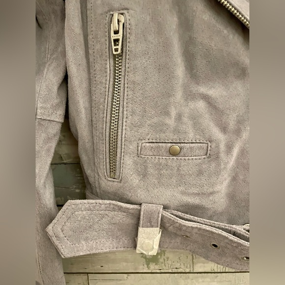 Anthropology BlankNYC Silver/Gray NWT Lined Suede Leather Small Moto Jacket - Picture 11 of 16